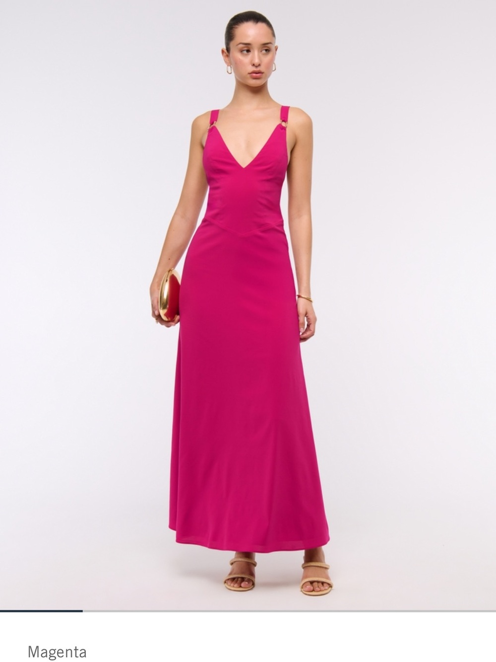 Abercrombie & Fitch Magenta V-Neck Maxi Dress